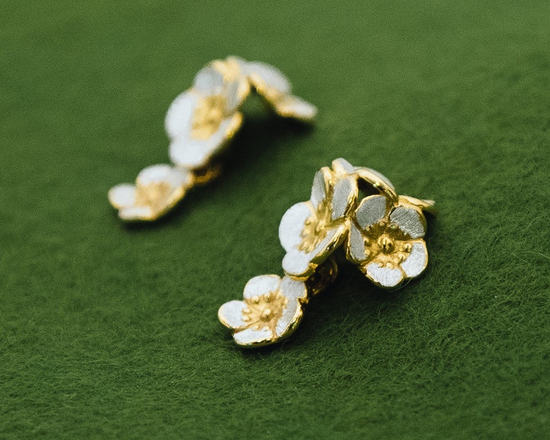 Japanese Plum Blossom Earrings Dangle Earrings Ume Flower Etsy