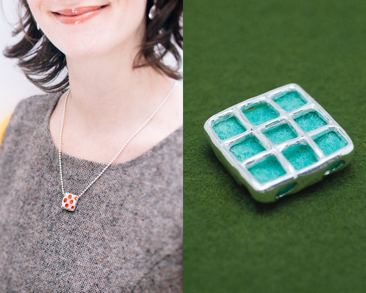 Reversible Pendant Head Chain Fabric Insert Silver Pendant Etsy