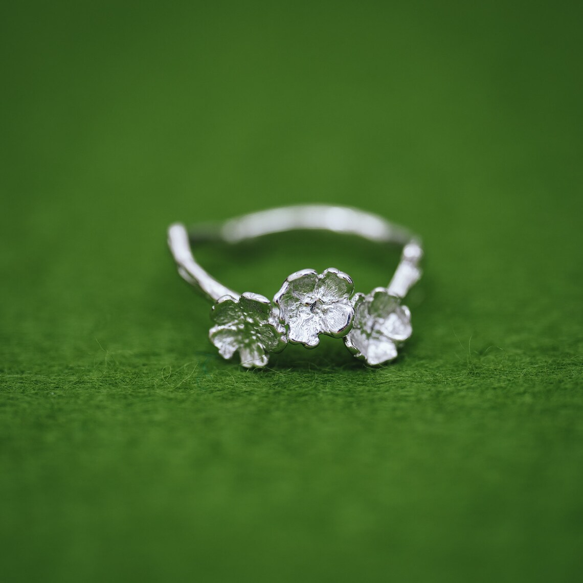 Platinum Ring Sakura Ring Cherry Blossom Ring Fine Ring Etsy