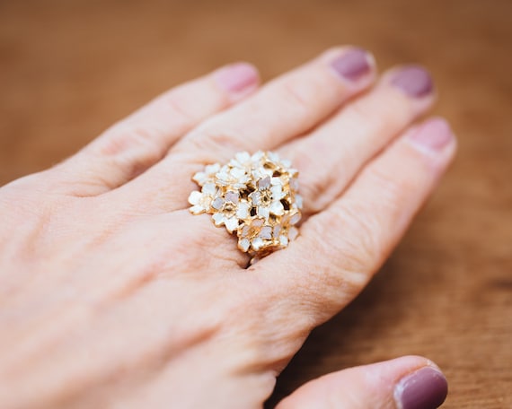 Anello Regolabile In Argento 925 Con Fiore Sakura E Zircone Rosa - Gioiello Romantico Fatto A Mano - 2
