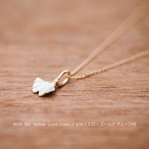 18K イチョウの葉 - イチョウジュエリー - ペンダントヘッドとチェーン - イチョウジュエリー - 秋の葉 - 純金 - クラシックなデザイン - エシカルゴールド