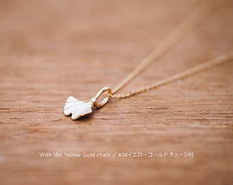 18K Gingko Leaf - Ginkgo jewelry - pendant head & chain - Gingko jewelry - Autumn leaf - Solid gold - Classic design - ethical gold