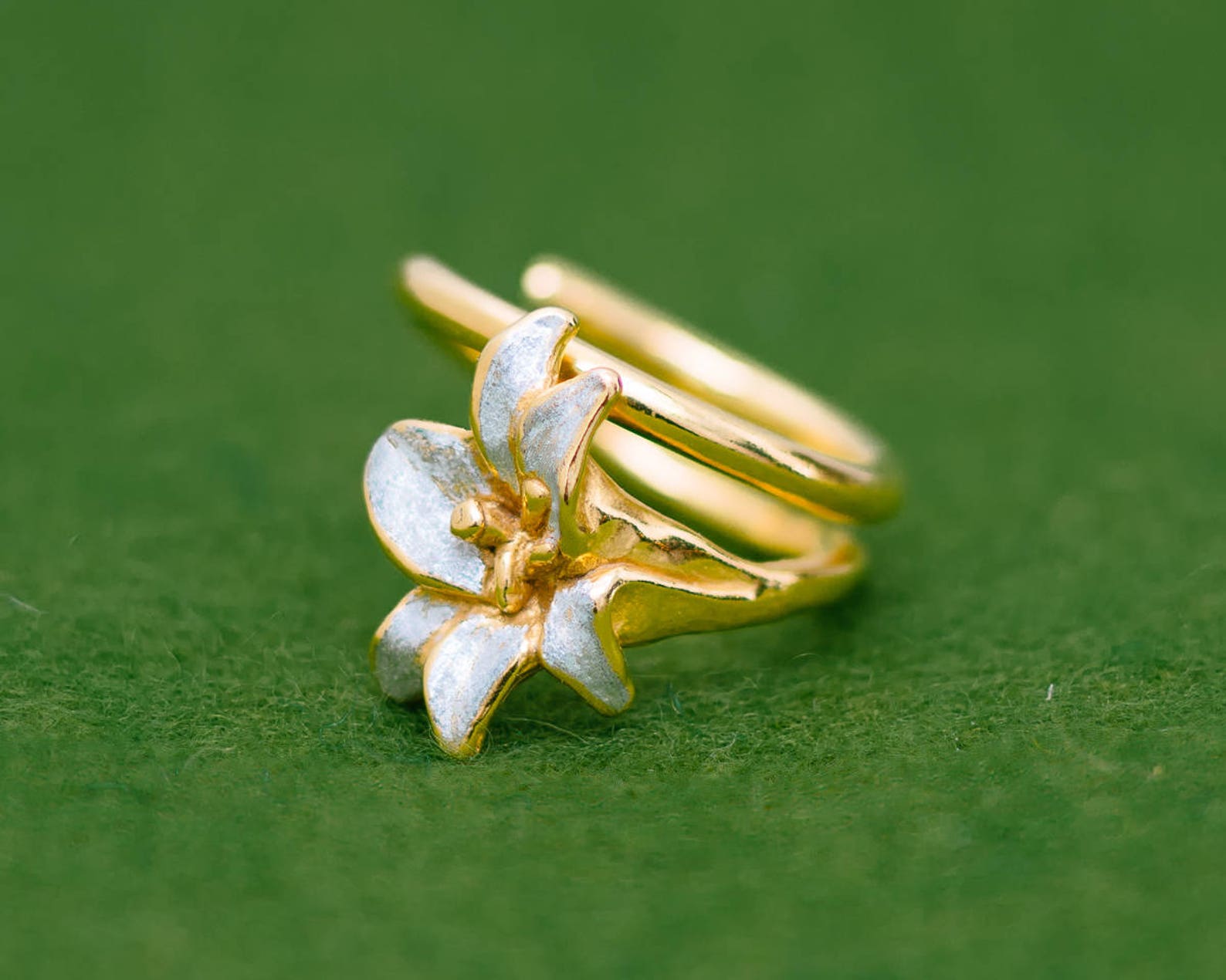 Lily Ring Adjustable Ring Flower Classic Design Gold Etsy