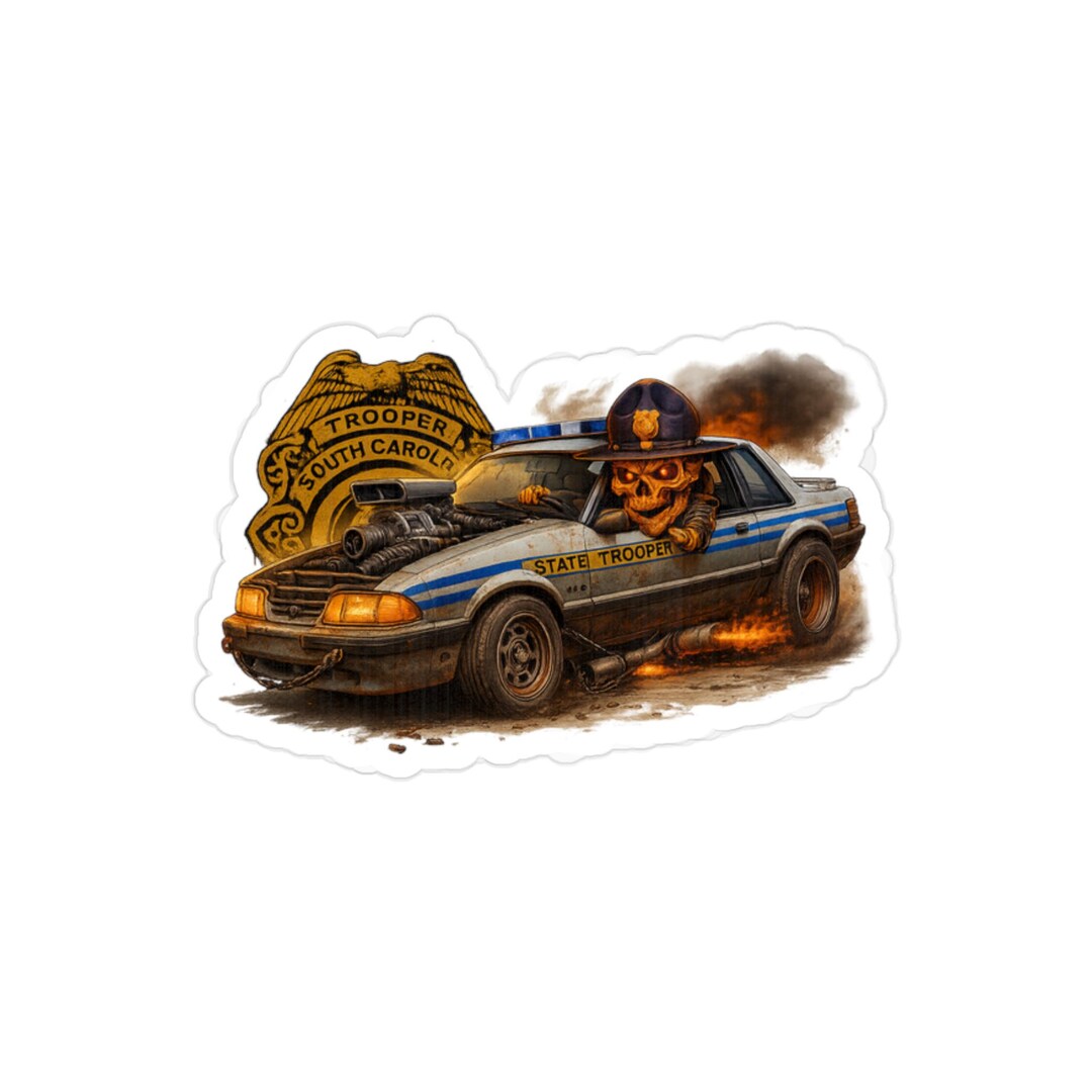 Skeleton Cop Cruiser Sticker Die-cut Outdoor Sticker | Transparent ...