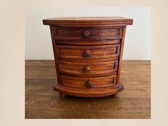 Tabletop Four Drawer Jewellery Cabinet: Small Storage Chest