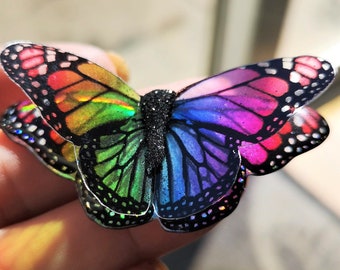 Rainbow pride resin butterfly for jewelry,wedding favour,wedding bouquet,décor,sizes 5cm to 20cm, Custom sizes,wholesale available