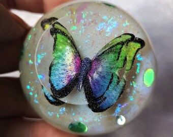 purple green blue multicoloured resin butterfly with sparkles and gems,table decor,paperweight,ooak,unique gift,handcrafted,*Ready to post*