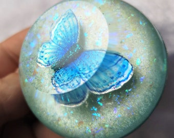 3D light blue resin butterfly with sparkles, table decor,paperweight,ooak,unique gift,handcrafted,*Ready to post*