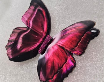 Purple iridescent resin butterfly brooch, butterfly pendant ,,gift for her,butterfly jewelry,sizes 5cm to 20cm,Custom sizes available