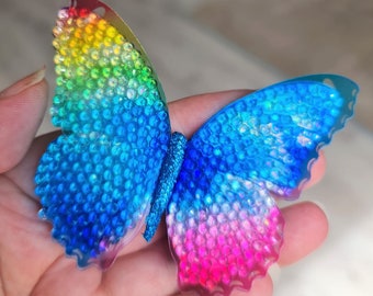 8cm Rainbow Crystal Resin Butterfly Ornament, Handcrafted Ireland, 3D Wings, Sparkling Gem Butterfly