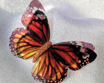 Burnt orange monarch Iridescent resin butterfly embellishment for craft, bouquet,fairy garden,sizes 5cm to 20cm,Custom sizes available