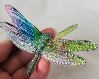 10cm Crystal Resin Dragonfly Ornament, Handcrafted Ireland, 3D Wings, Sparkling Décor