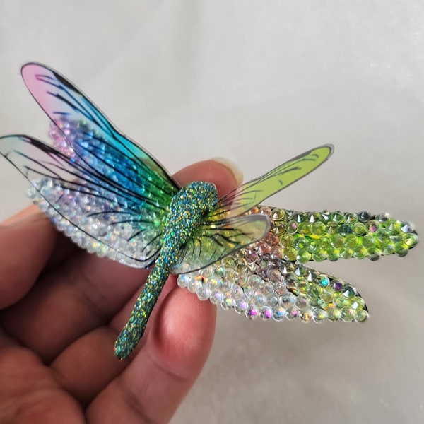 10cm Iridescent crystal Dragonflies wedding bouquet,wedding favour,jewelry,celebration,summer,wall décor,Custom sizes,wholesale available