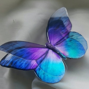 Purple blue iridescent resin butterfly brooch,butterfly pendant,Wedding bouquet,butterfly jewelry, Sizes 5cm to 20cm,Custom sizes available