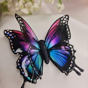 3D Iridescent Pink Blue Resin Butterfly, Handmade Irish Decor, Magnet Brooch Pendant Sticky Back image 5