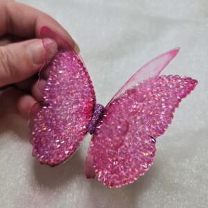 8cm Pink Crystal Resin Butterfly Ornament, Handcrafted, Raised 3D Wings, image 4