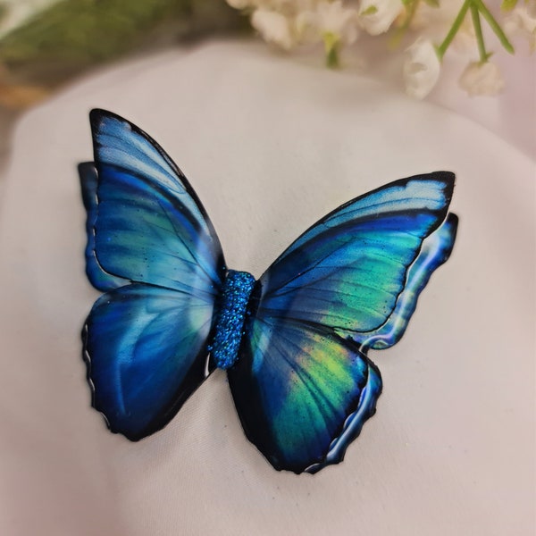 Iridescent blue resin butterfly for weddings, something blue,jewelery,party décor,craft, sizes 5cm to 20cm,Custom sizes, wholesale available