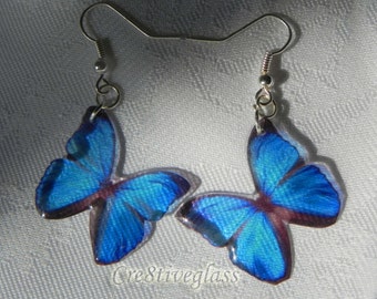 Blue Morpho handcrafted resin earrings