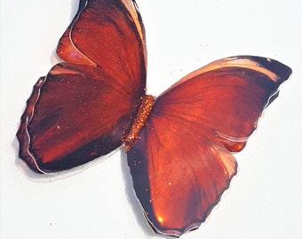 Burnt Orange iridescent 3D resin butterfly 5-20cm Custom sizes available