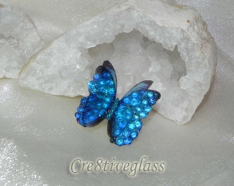 4cm Crystal Blue Morpho Resin Butterfly Ornament, Handcrafted Ireland, Sparkling Gem Wings