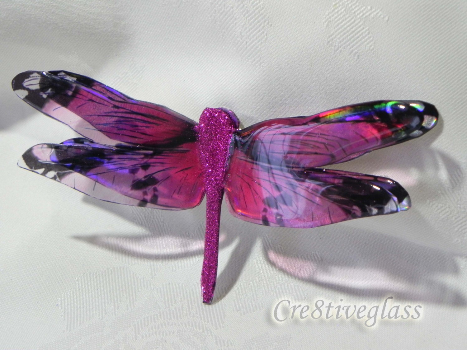 Medium Pink and Black Resin Dragonfly Wall Décor | Etsy