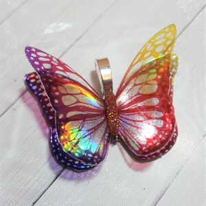 3D Iridescent Rainbow Resin Butterfly, Irish Handmade, 5-10cm, Magnet Brooch Pendant Sticky Back image 3