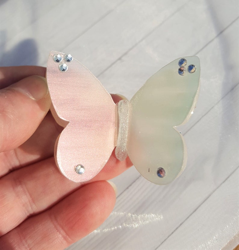 Unique 3d Pearlescent Pale Pink Wedding Decor Resin Butterfly Etsy