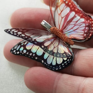 3D Iridescent Rainbow Resin Butterfly, Irish Handmade, 5-10cm, Magnet Brooch Pendant Sticky Back image 2