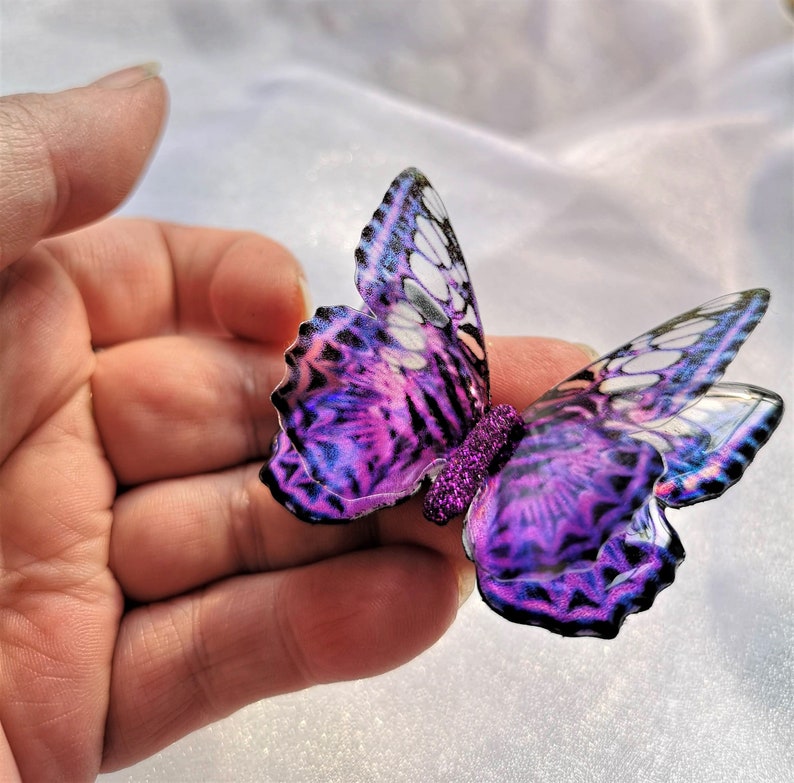 Purple and white Iridescent resin holographic butterfly Etsy
