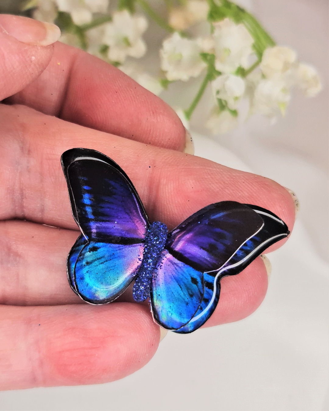 4cm 1.6inch Iridescent Purple and Blue Resin Butterfly for - Etsy