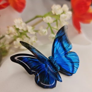 Iridescent Blue Morpho resin butterfly for weddings, jewelery, décor, something blue, sizes 5cm to 20cm, Custom sizes, wholesale available image 3