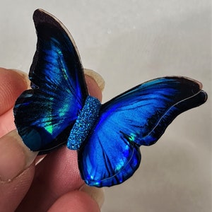 Iridescent Blue Morpho resin butterfly for weddings, jewelery, décor, something blue, sizes 5cm to 20cm, Custom sizes, wholesale available image 6