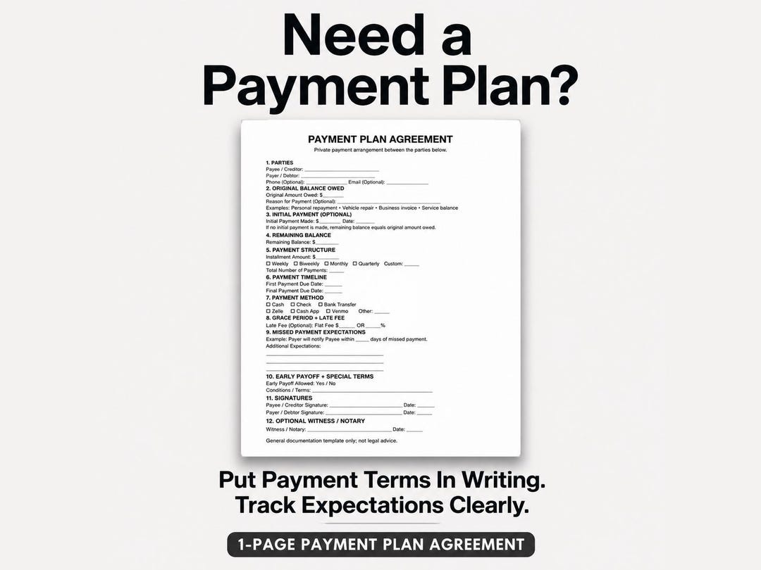 Payment Plan Agreement Template | Installment Agreement | Repayment ...