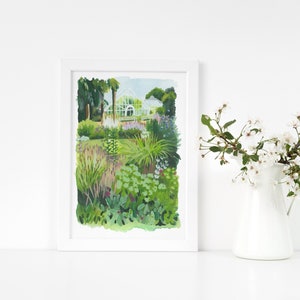 Botanic Garden Greenhouse Glasshouse Flowers Giclée Print A6 / A5 / A4