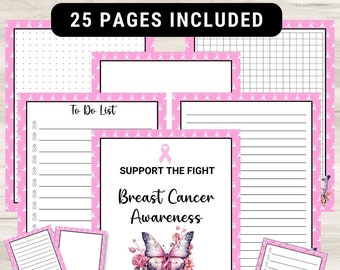 Breast Cancer Stationary, Breast cancer supporter, Breast cancer printable stationary set cute, I support breast cancer awareness to print