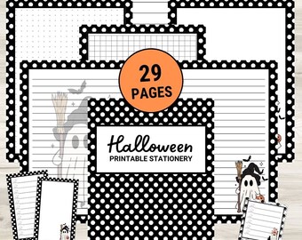 Ghost Halloween Stationary letter writing set, Cute stationary letter writing paper,  Note taking lined paper, Halloween writing stationery