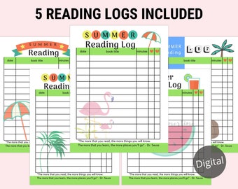 Summer Reading Log, Kids reading log, Summer reading printables, Summer Kids Activities, School readers are leaders, Instant download