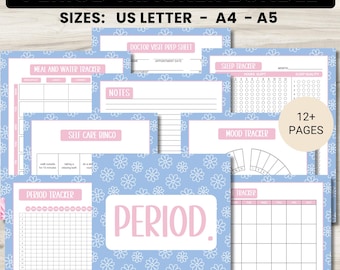 Period Tracker Printables, Yearly Pixel Tracker, Self Care Bingo Tracker, Bullet Journal, Feelings Wheel Mood Tracker, Tetris Year in Pixel
