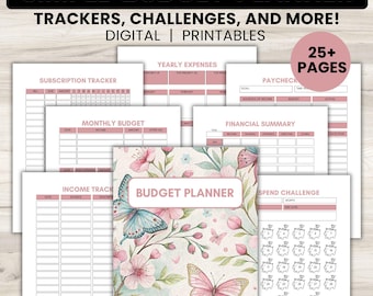 Beginner Budget Planner, Paycheck Savings Debt Tracker, Household Binder, Finance Home Management