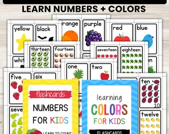 Math Flashcards: Numbers & Colors - Toddler Learning (PDF)