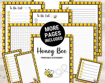 Bee stationary letter writing set, Bee writing paper, Cute stationary letter writing paper, Note taking lined paper,  Writing stationery set