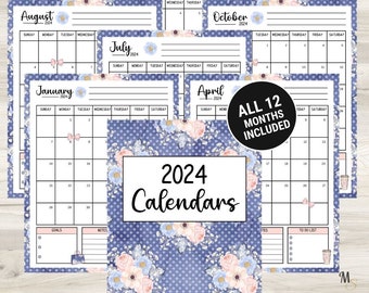 2024 Desk calendar printable, Boss girl planner printable blank calendar, Printable month calendar, Simple printable calendar vertical