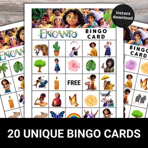 Encanto Bingo Party Game Printables, Encanto movie birthday game, Maribel Madrigal family bingo cards, Road trip activity, Instant download image 3