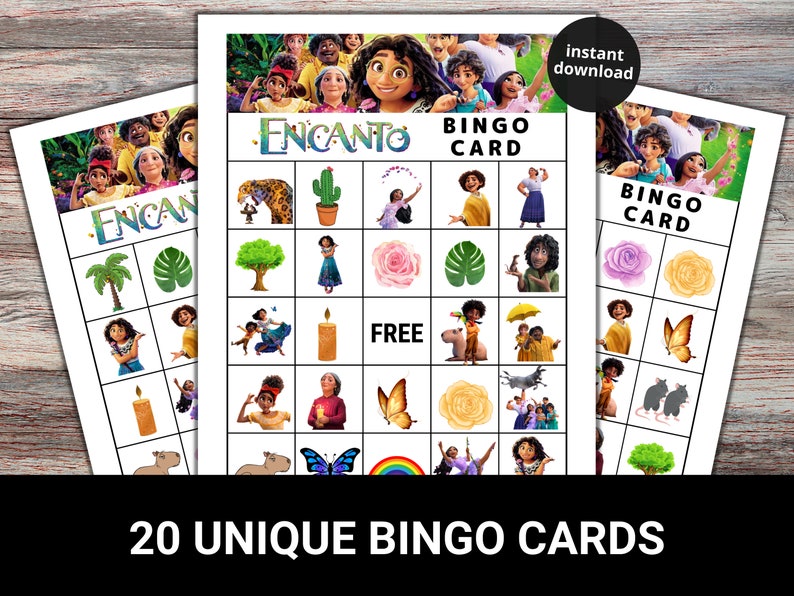 Encanto Bingo Party Game Printables, Encanto movie birthday game, Maribel Madrigal family bingo cards, Road trip activity, Instant download image 3