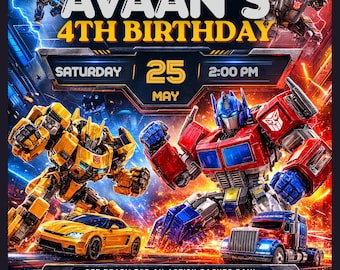 Faire-part d'anniversaire Transformers, fête d'appel à tous les autobots (téléchargement numérique)