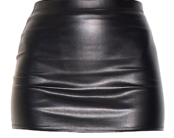 Damen Kunstleder Mini Rock Hohe Taille Y2K Sommer Festival Clubwear