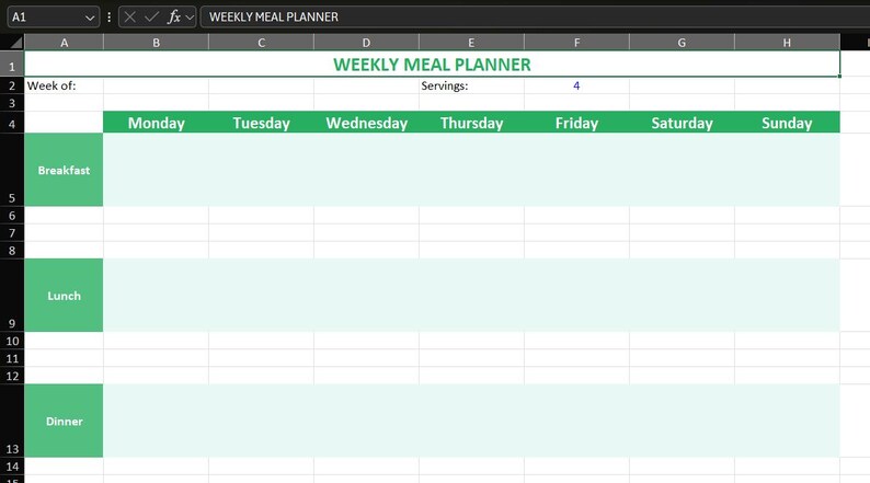 Weekly Meal Planner & Grocery List - Etsy