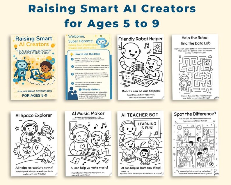 AI Coloring & Activity Book – Printable STEM Activities for Kids Ages 5 ...