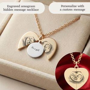 Aangepaste harthanger met geheime boodschap voor moeder, ketting geslachtsonthulling, Moederdag of push-cadeau, nieuwe moeder zwangerschapsaankondiging sieraden
