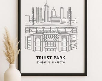 Truist Park Print | Minimalist Atlanta Braves Stadium Art (Digital Download)